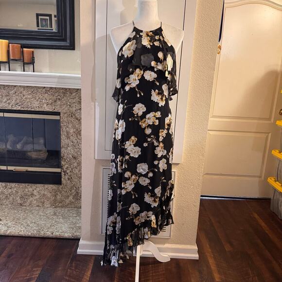 Alice and Olivia Fabiola Asymmetric Floral Dress Silk Blend Size 4 - Picture 3 of 10